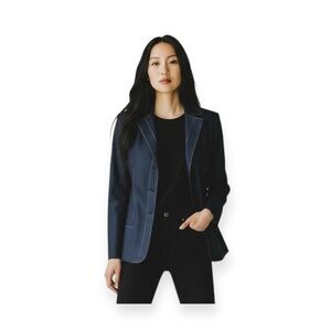 new Kriss ☀︎︎ Edgy Stitch Detail Blazer Jacket ☀︎︎ Indigo Denim Jeans ☀︎ 12 ☀︎